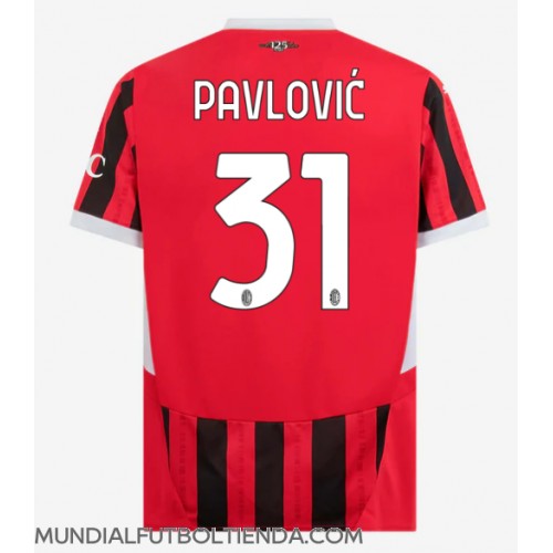 Camiseta AC Milan Strahinja Pavlovic #31 Primera Equipación Replica 2024-25 mangas cortas